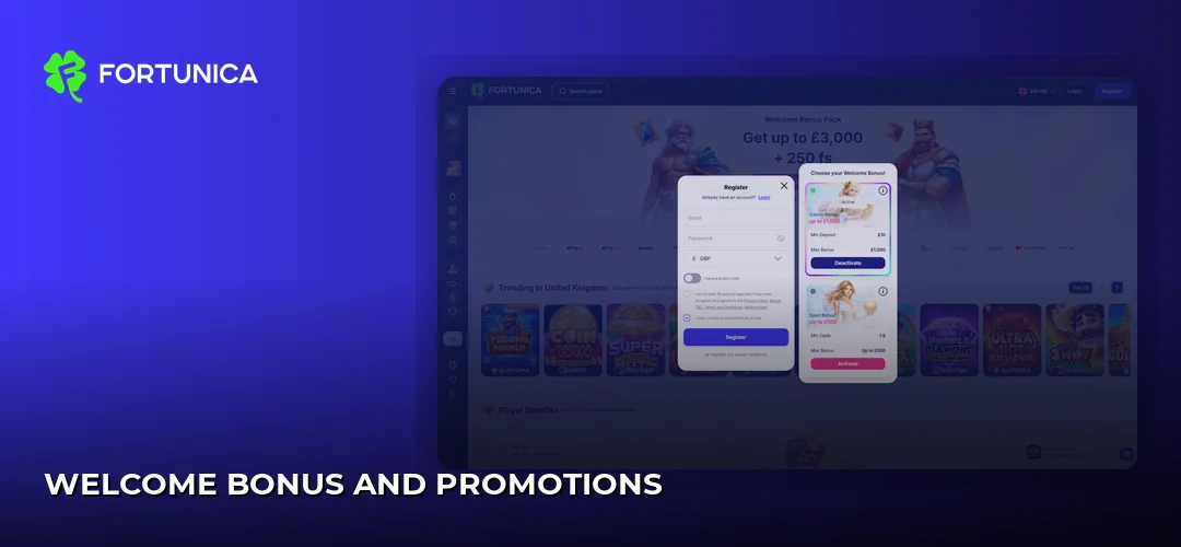 Welcome bonus and promotions